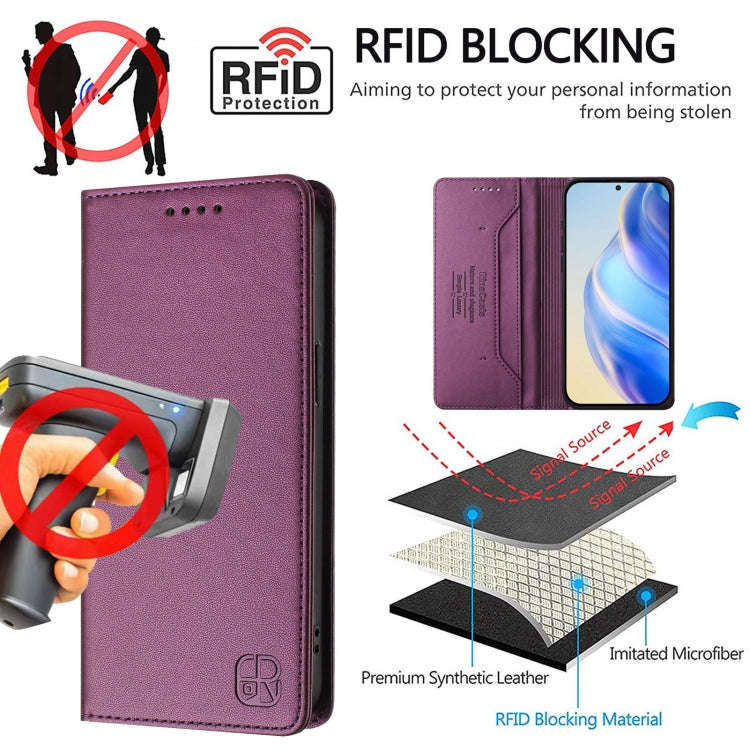 For Ulefone Note 20 Pro RC01 Dual-Folded Magnetic Suction RFID Leather Phone Case(Violet)