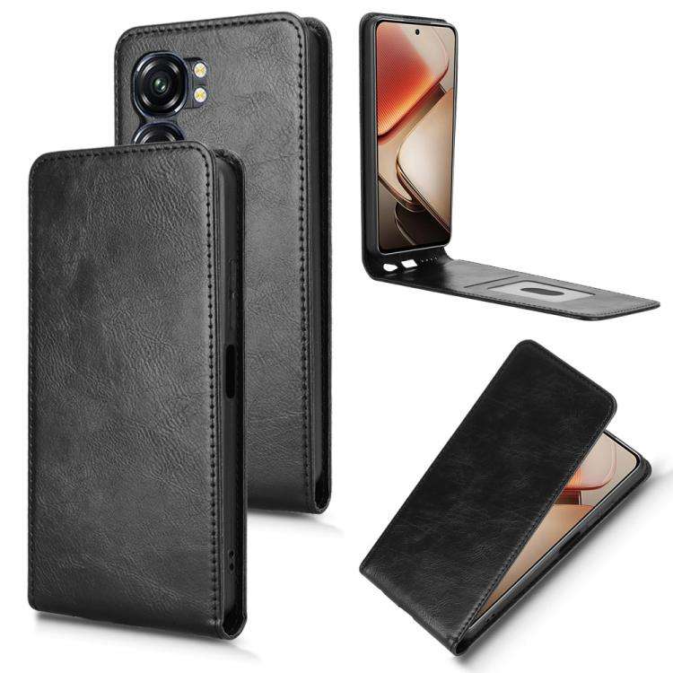 For Oukitel C58 / C58 Pro Magnetic Vertical Flip Leather Phone Case(Black)