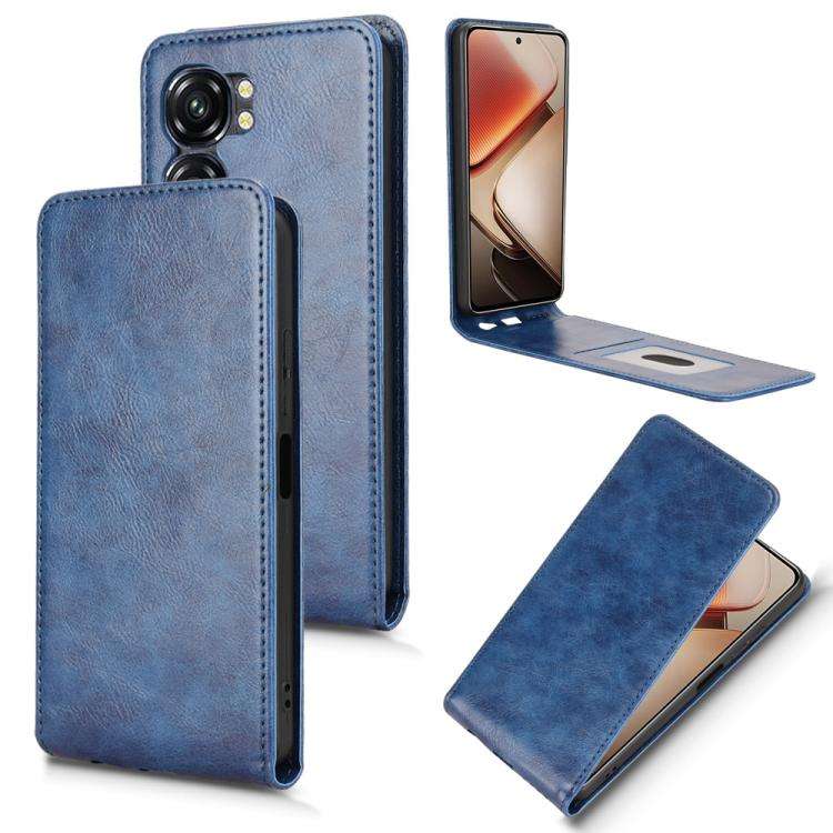 For Oukitel C58 / C58 Pro Magnetic Vertical Flip Leather Phone Case(Blue)