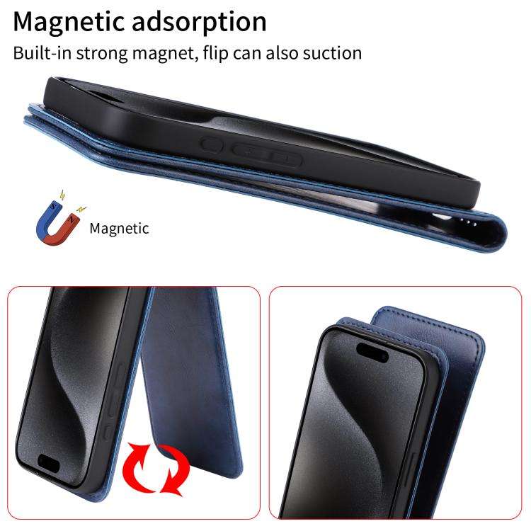 For Oukitel C58 / C58 Pro Magnetic Vertical Flip Leather Phone Case(Blue)