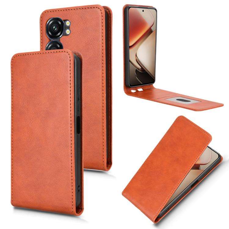 For Oukitel C58 / C58 Pro Magnetic Vertical Flip Leather Phone Case(Brown)
