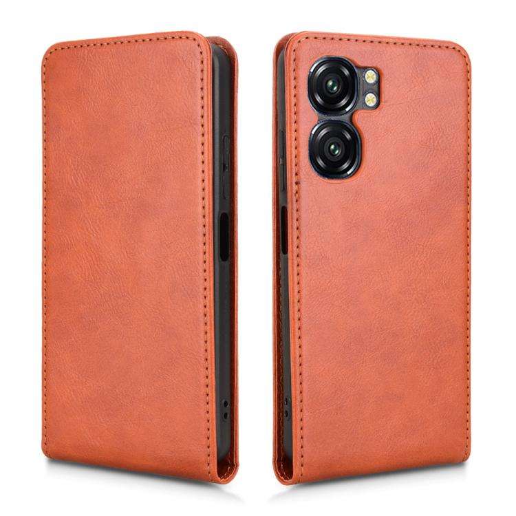 For Oukitel C58 / C58 Pro Magnetic Vertical Flip Leather Phone Case(Brown)