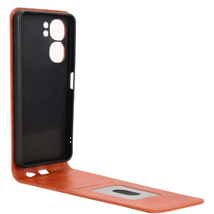 For Oukitel C58 / C58 Pro Magnetic Vertical Flip Leather Phone Case(Brown)