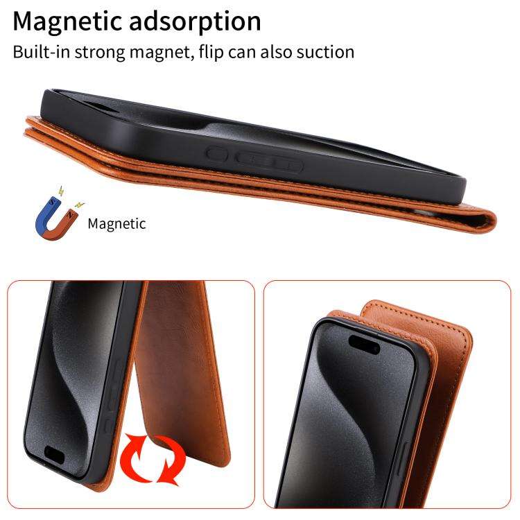 For Oukitel C58 / C58 Pro Magnetic Vertical Flip Leather Phone Case(Brown)