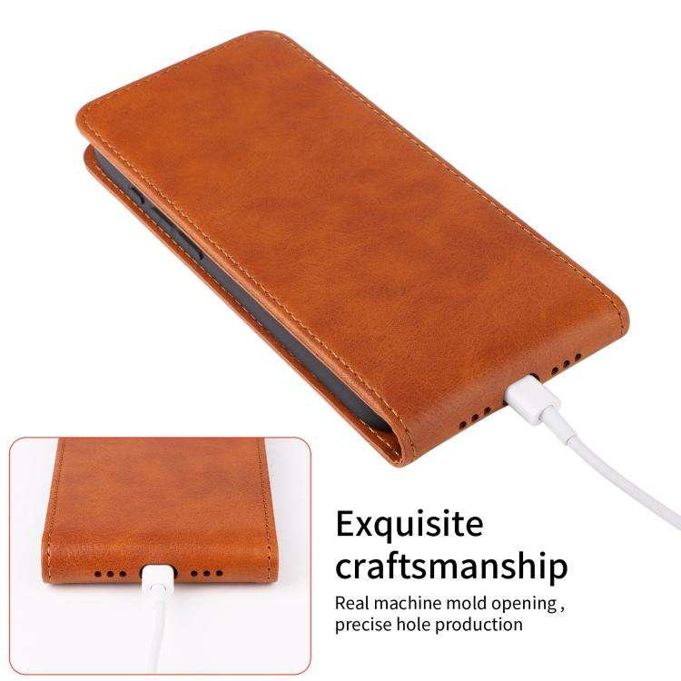 For Oukitel C58 / C58 Pro Magnetic Vertical Flip Leather Phone Case(Brown)
