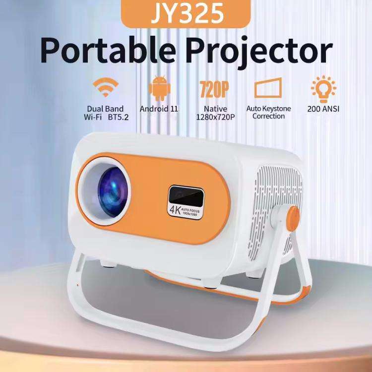 JY325 1280 x 720P 200ANSI Amlogic H713 CPU Android 11.0 Portable Projector, UK Plug(White)