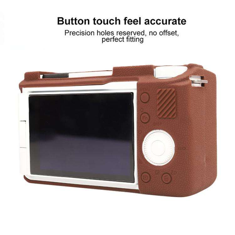 For Sony ZV-E10 II / ZV-E10M2 Litchi Texture Soft Silicone Protective Case(Coffee)