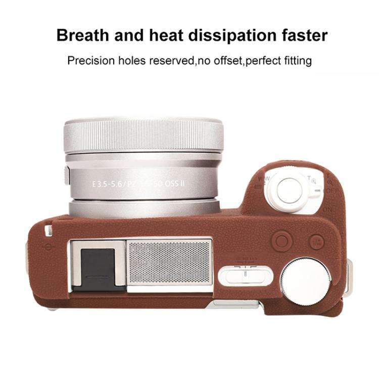 For Sony ZV-E10 II / ZV-E10M2 Litchi Texture Soft Silicone Protective Case(Coffee)