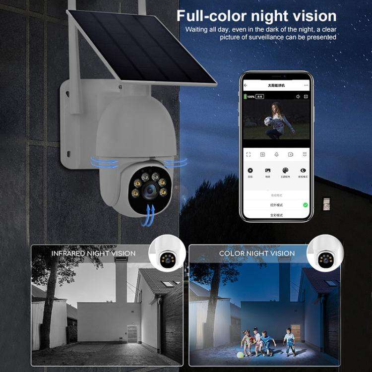 1080P Outdoor Low Power Solar Panel HD WiFi Surveillance Camera, with Battery(White)