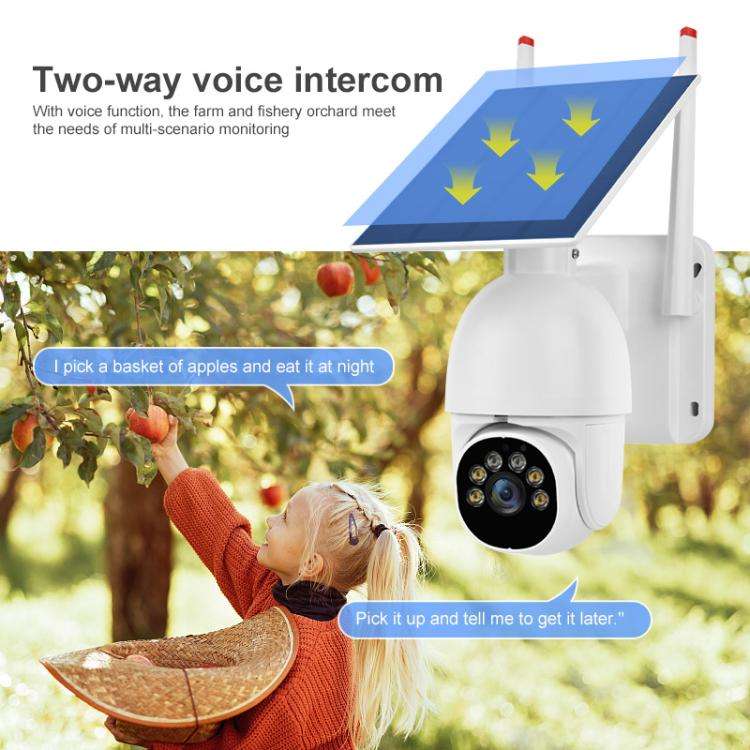 1080P Outdoor Low Power Solar Panel HD WiFi Surveillance Camera, with Battery(White)