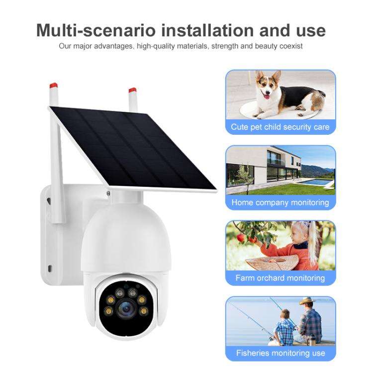 1080P Outdoor Low Power Solar Panel HD WiFi Surveillance Camera, with Battery(White)