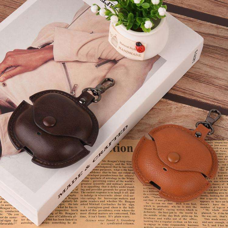 For Redmi Buds 8 Lite / Buds 6 Lite Business Leather Earphone Protective Case with Hook(Black)