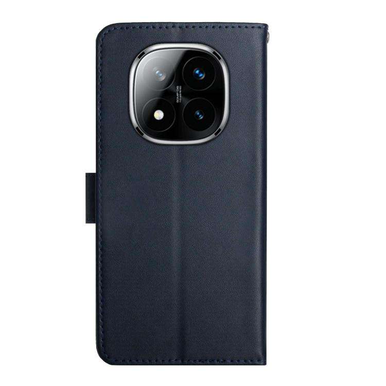 For Redmi Note 14 Pro 4G Genuine Leather Fingerprint-proof Flip Phone Case(Blue)