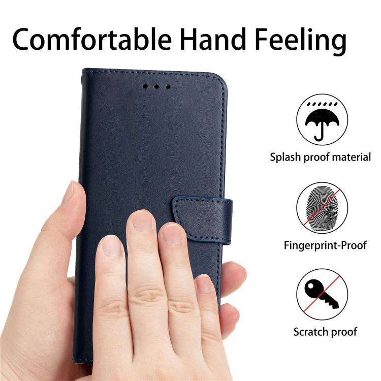 For Redmi Note 14 Pro 4G Genuine Leather Fingerprint-proof Flip Phone Case(Blue)