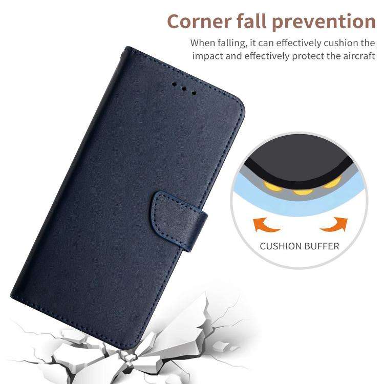 For Redmi Note 14 Pro 4G Genuine Leather Fingerprint-proof Flip Phone Case(Blue)