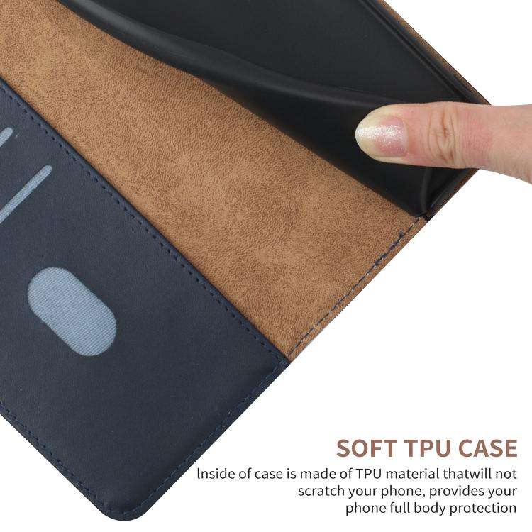 For Redmi Note 14 Pro 4G Genuine Leather Fingerprint-proof Flip Phone Case(Blue)
