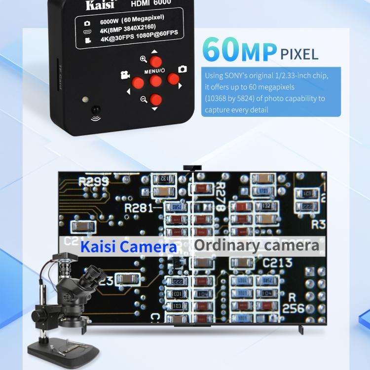 Kaisi HDMI 6000 HDMI / USB Dual Interface 60MP 4K Ultra HD Microscope Industrial Camera, Plug:US ...