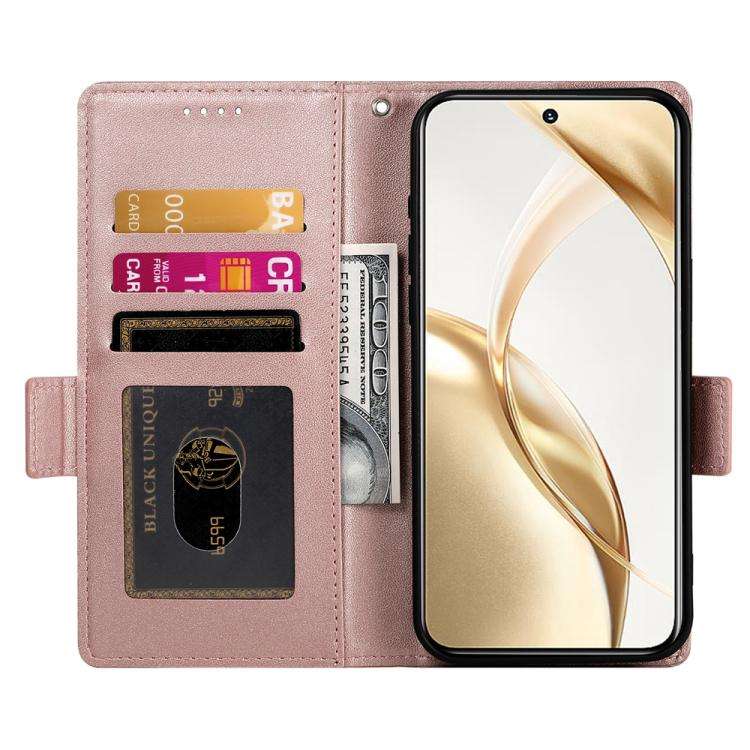 For Huawei nova 14 Pro Side Buckle Magnetic Frosted Leather Phone Case(Rose Gold)