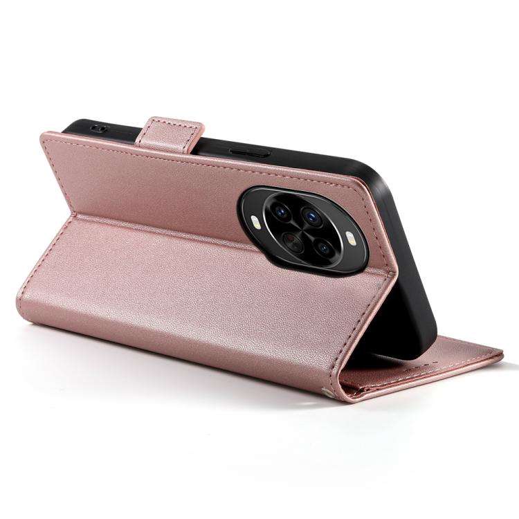 For Huawei nova 14 Pro Side Buckle Magnetic Frosted Leather Phone Case(Rose Gold)