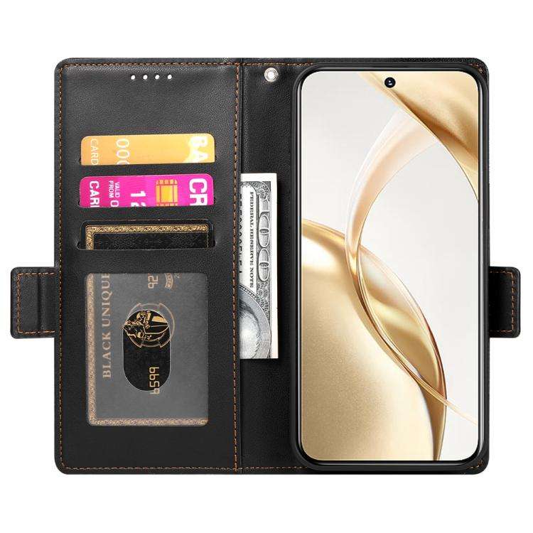 For Huawei nova 14 Pro Side Buckle Magnetic Frosted Leather Phone Case(Black)