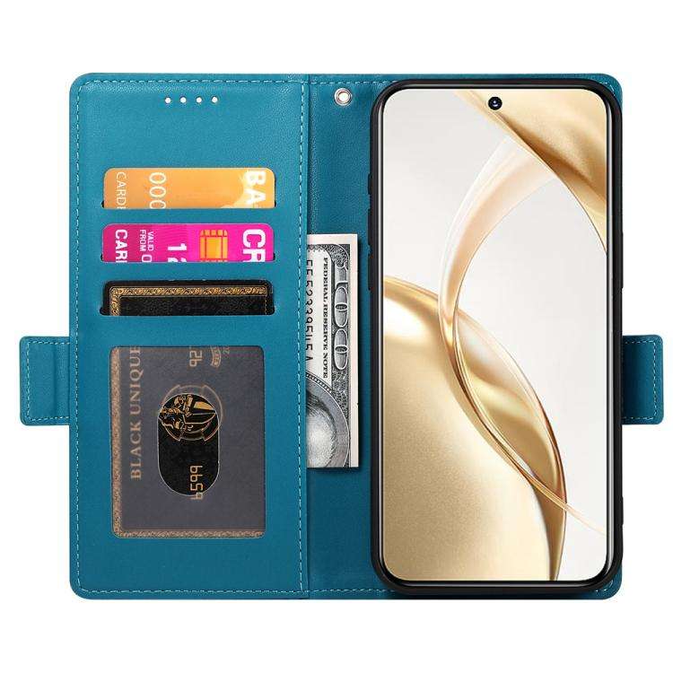 For Huawei nova 14 Pro Side Buckle Magnetic Frosted Leather Phone Case(Blue)