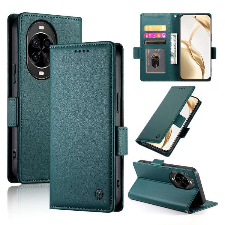 For Huawei nova 14 Pro Side Buckle Magnetic Frosted Leather Phone Case(Dark Green)