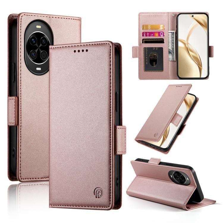 For Huawei nova 14 Side Buckle Magnetic Frosted Leather Phone Case(Rose Gold)
