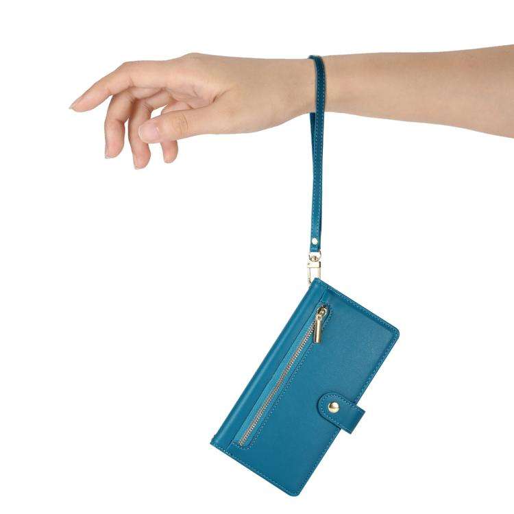 For Huawei nova 14 Nine Card-slot Zipper Wallet Bag Leather Phone Case(Blue)