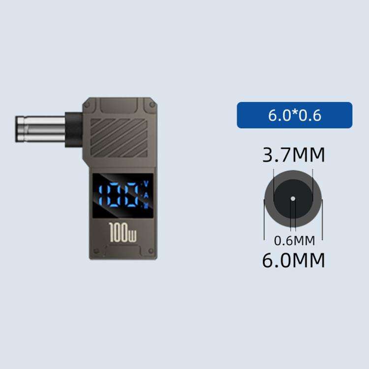 100W Computer Charging Digital Display Adapter, Specification:Type-C to DC6.0x0.6mm