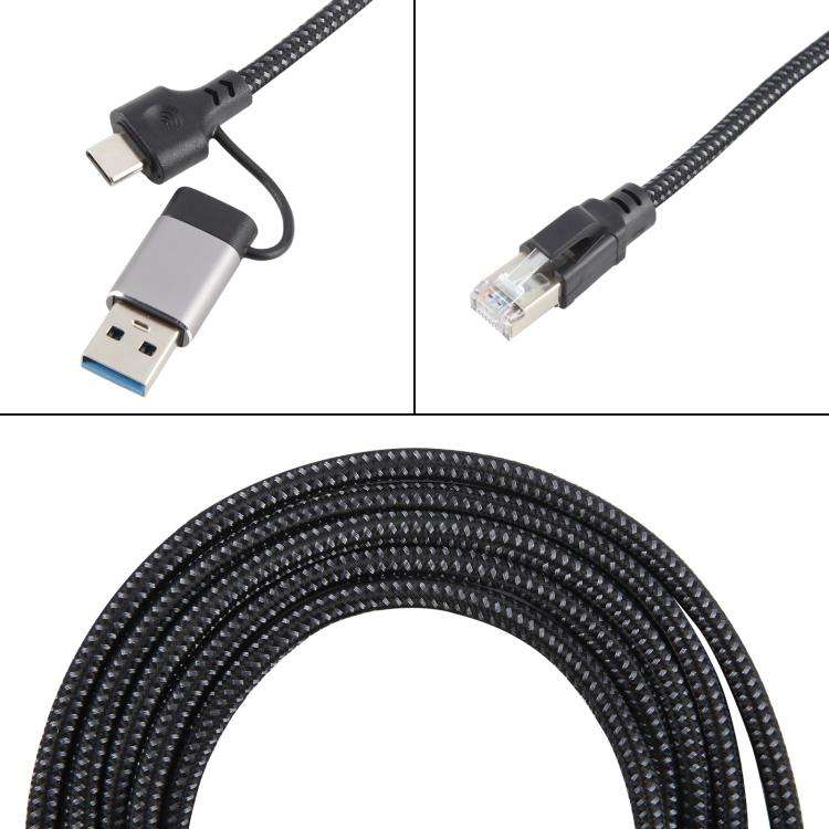 2m RJ45 to USB-C / Type-C Side Bend High Speed Network Card Ethernet Cable