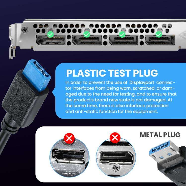 DisplayPort 8K DP1.4 Male to Female Connection Cable for Device Testing, Length:1m