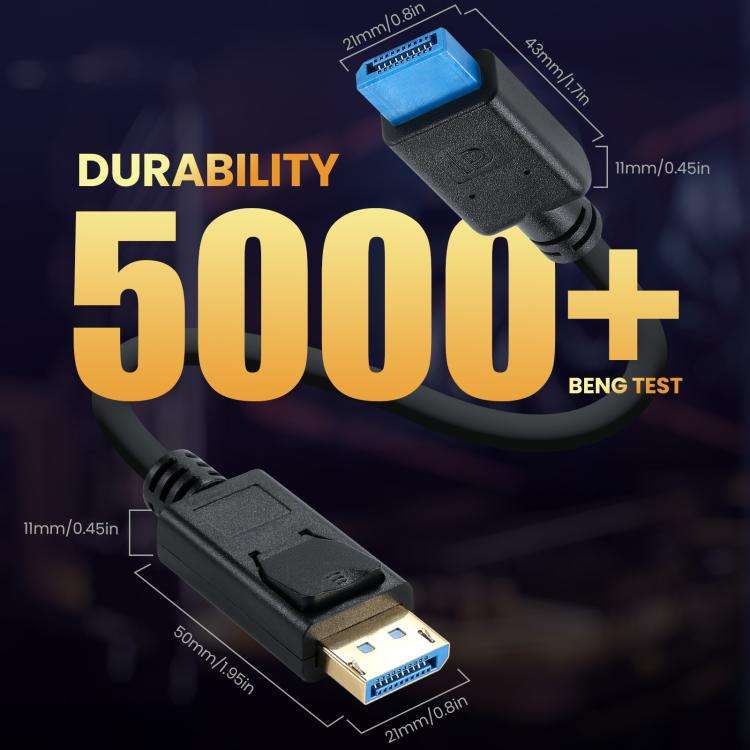 DisplayPort 8K DP1.4 Male to Female Connection Cable for Device Testing, Length:1m