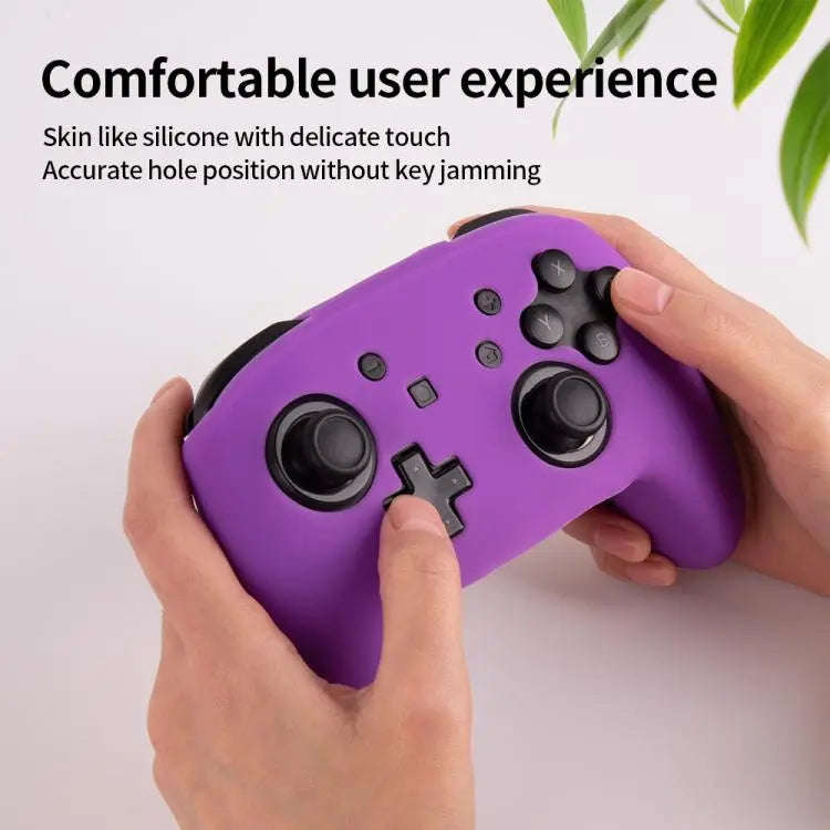 For Nintendo Switch Pro Game Handle Solid Color Silicone Protective Cover(Black)