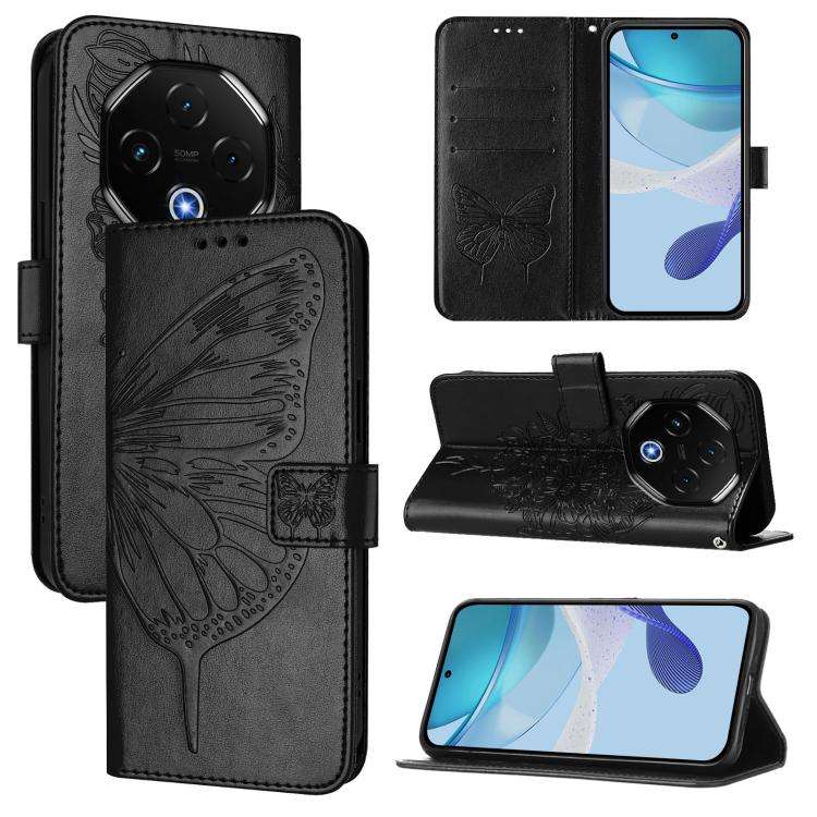 For Umidigi G100 Pro Embossed Butterfly Leather Phone Case(Black)