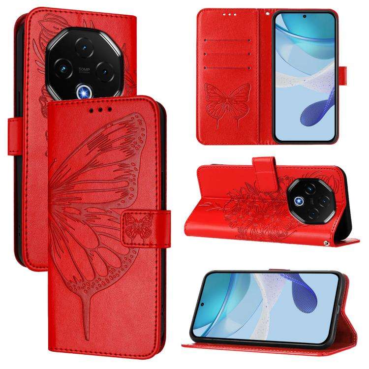 For Umidigi G100 Pro Embossed Butterfly Leather Phone Case(Red)