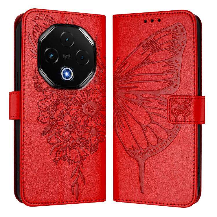 For Umidigi G100 Pro Embossed Butterfly Leather Phone Case(Red)
