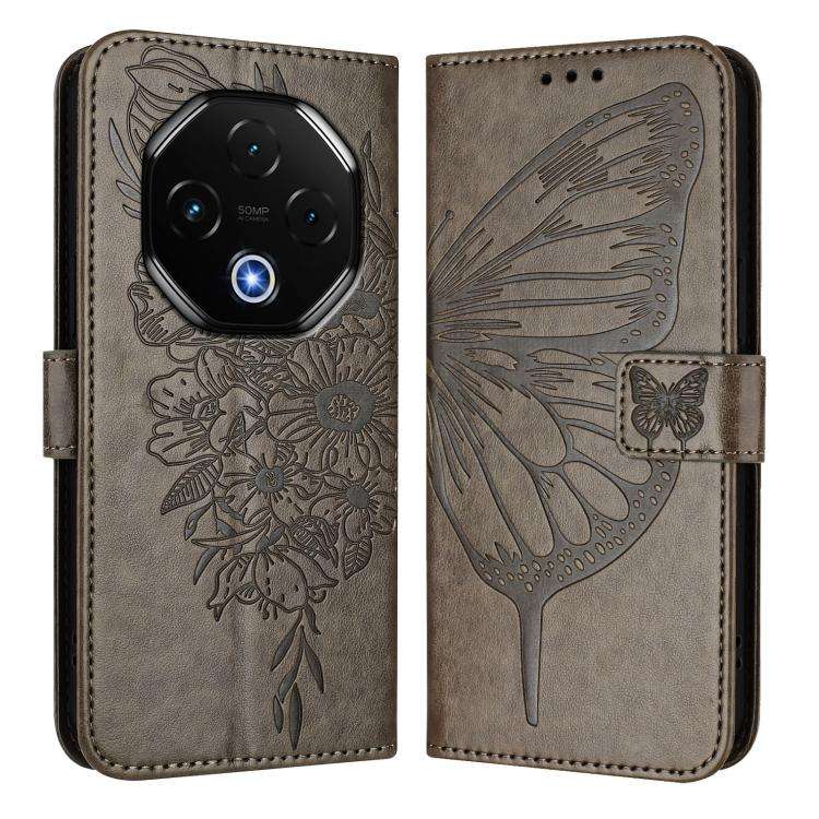 For Umidigi G100 Pro Embossed Butterfly Leather Phone Case(Grey)