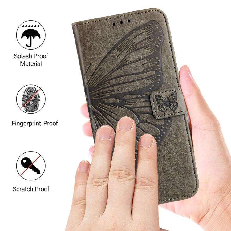 For Umidigi G100 Pro Embossed Butterfly Leather Phone Case(Grey)