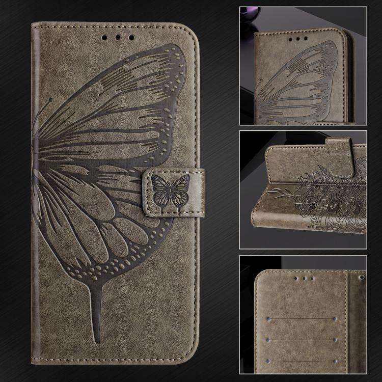 For Umidigi G100 Pro Embossed Butterfly Leather Phone Case(Grey)