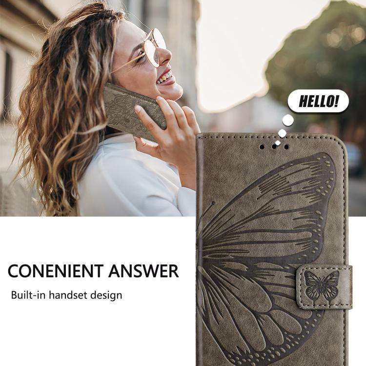 For Umidigi G100 Pro Embossed Butterfly Leather Phone Case(Grey)