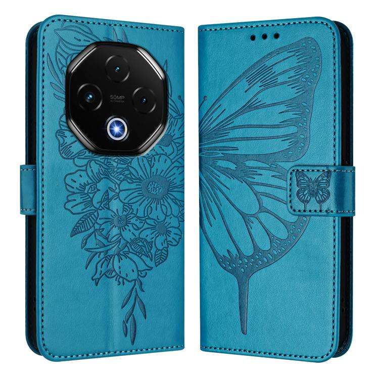 For Umidigi G100 Pro Embossed Butterfly Leather Phone Case(Blue)