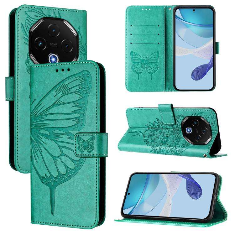 For Umidigi G100 Pro Embossed Butterfly Leather Phone Case(Green)