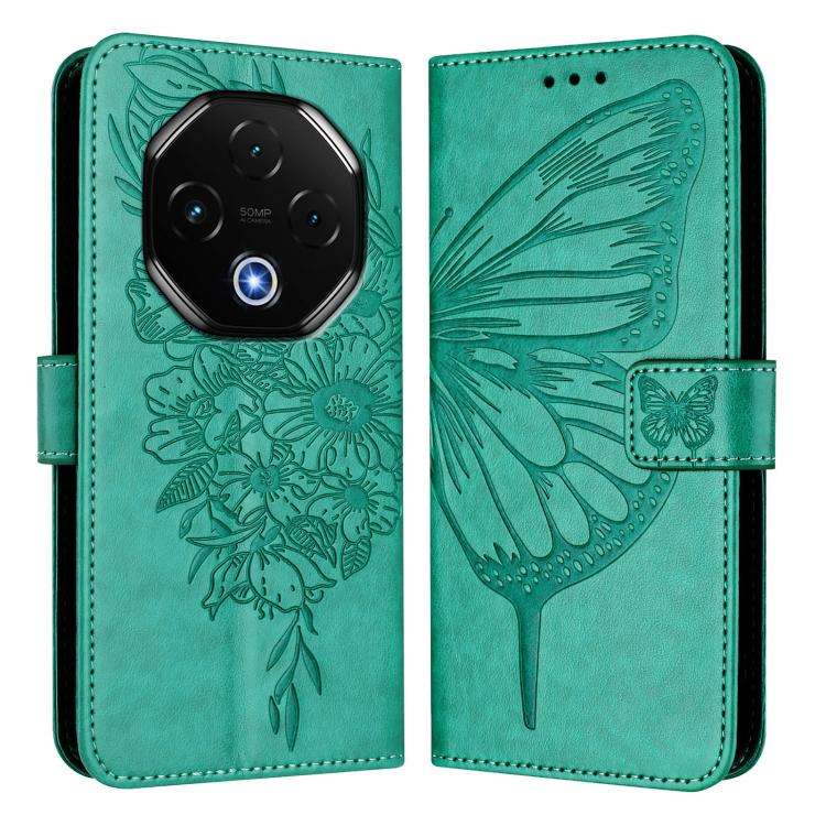 For Umidigi G100 Pro Embossed Butterfly Leather Phone Case(Green)