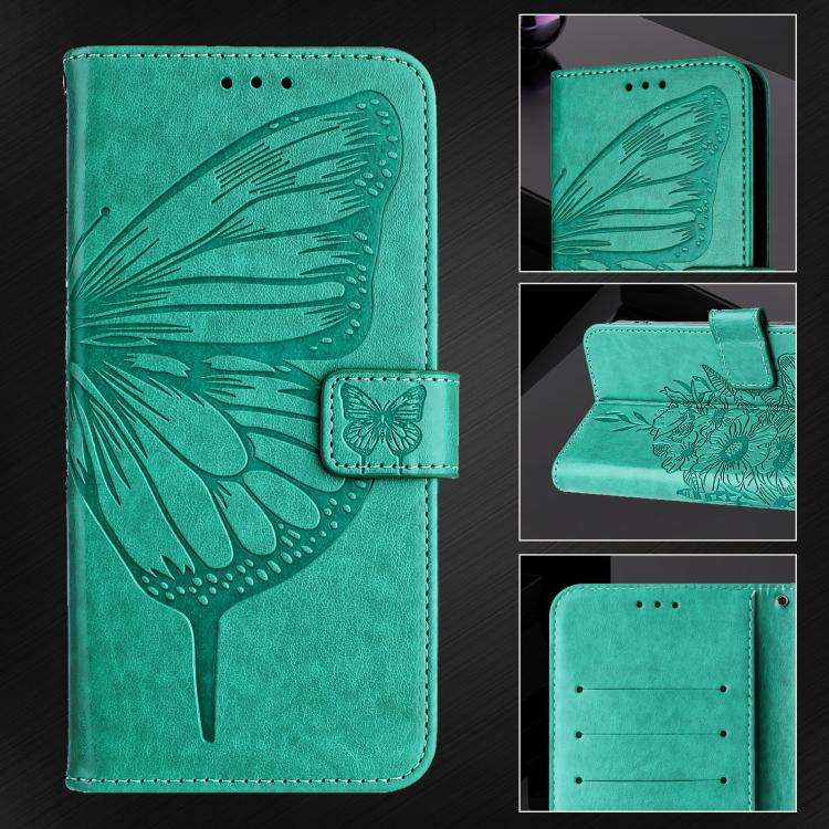 For Umidigi G100 Pro Embossed Butterfly Leather Phone Case(Green)