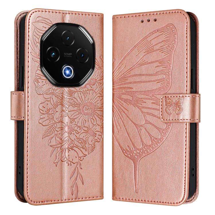 For Umidigi G100 Pro Embossed Butterfly Leather Phone Case(Rose Gold)