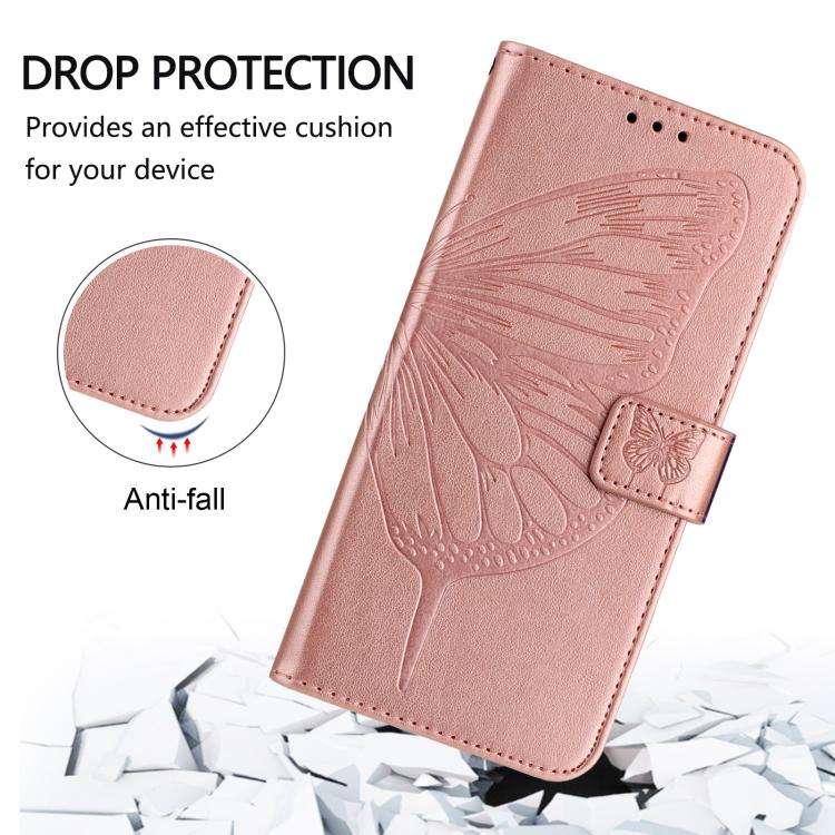 For Umidigi G100 Pro Embossed Butterfly Leather Phone Case(Rose Gold)