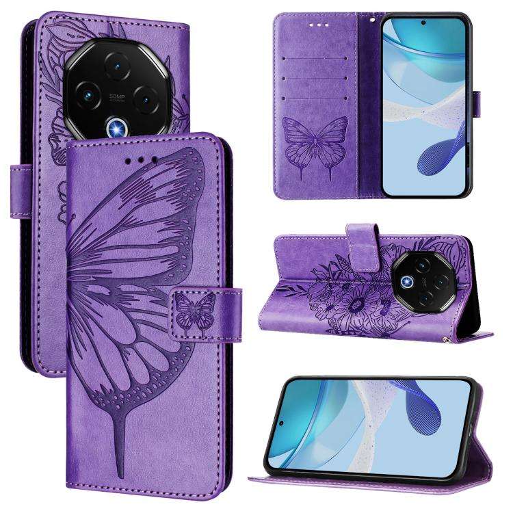 For Umidigi G100 Pro Embossed Butterfly Leather Phone Case(Light Purple)