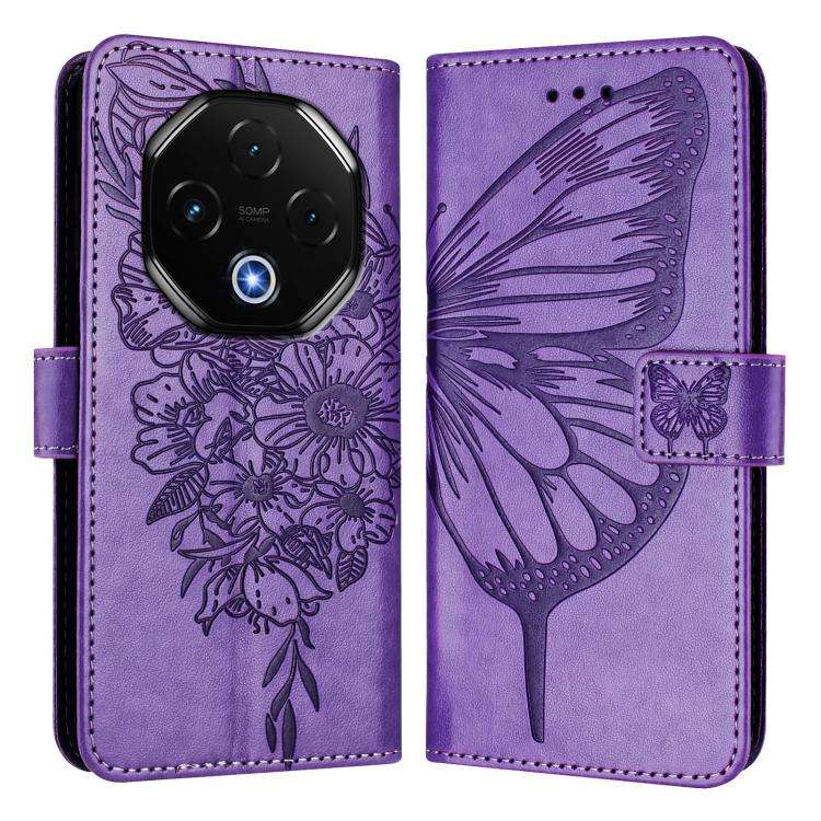 For Umidigi G100 Pro Embossed Butterfly Leather Phone Case(Light Purple)