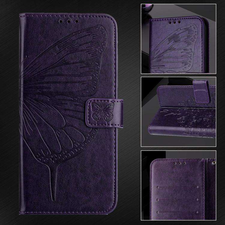 For Umidigi G100 Pro Embossed Butterfly Leather Phone Case(Dark Purple)