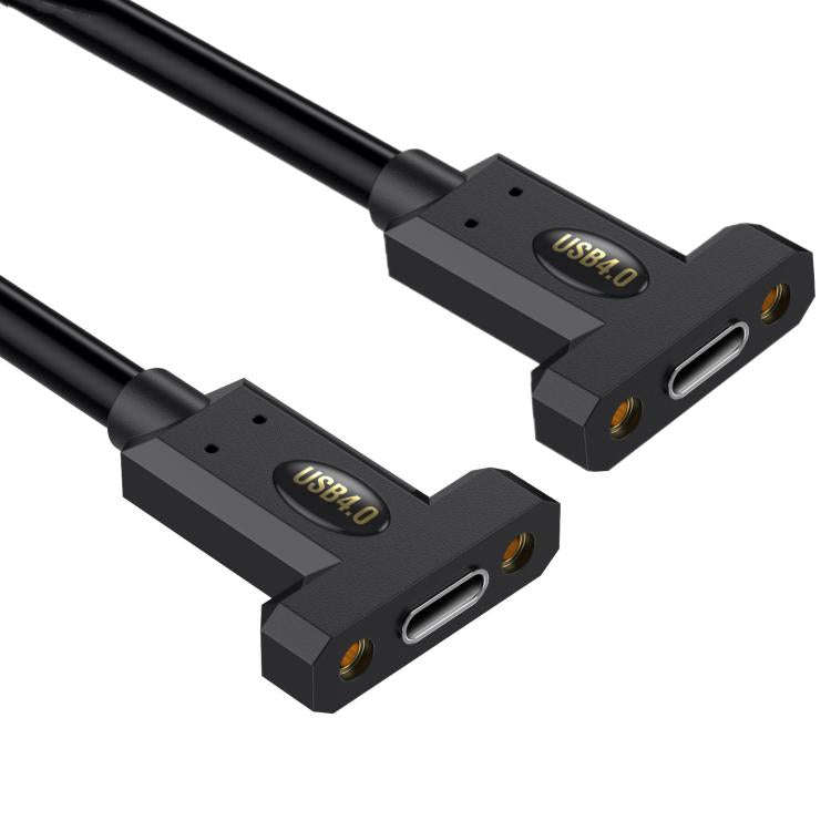 USB4 Type-C Female Ear to Type-C Female Ear Screw Fixed Panel Extension Cable, Length:0.3m
